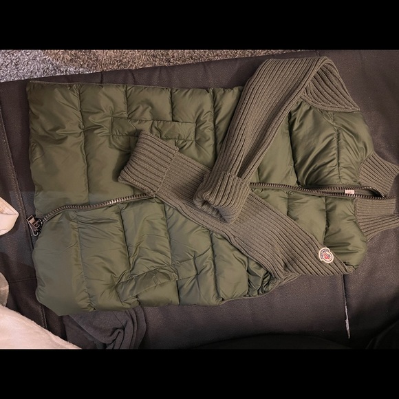 Moncler Green Down Knit Cardigan Jacket - Picture 5 of 7